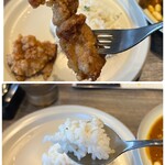 Rojiura Curry SAMURAI. - もも肉のザンギは、小さいものが2つ。
                      外はカリッと、中はジューシーで美味♪(ˆωˆ  )
                      
                      スープカレーに合うよう少しだけ硬めに炊かれたライスは、わずかに玄米も混ざっていてプチッと美味しいですね♪