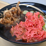 そばのスエヒロ - 名物 太そば＠税込380円＋名物 ゲソ＠税込190円＋紅しょうが＠税込140円