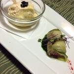 ル クロ - Xmasアミューズ 生ウニのムースとサーモンのカネロニ