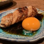 焼鳥 串真 - 自家挽き月見つくね（380円）2024.1