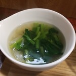 キッチン ブルー グローブ - ほうれん草スープのアップ