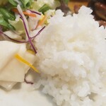 キッチン ブルー グローブ - 残りのご飯、お新香