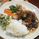 キッチン ブルー グローブ - ご飯、サラダを乗せます