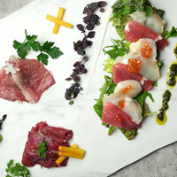 近江牛焼霜　鮮魚カルパッチョ　5種類全部盛り合わせ　