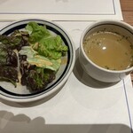 大衆ビストロ コタロー - ランチサラダ、テールスープ