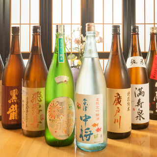 寿司の旨味を底上げする、福島の地酒やレアな日本酒が勢ぞろい