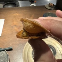 Jfree - 自家製のバーニャカウダソースをベースに揚げたお麩で挟んだ一品