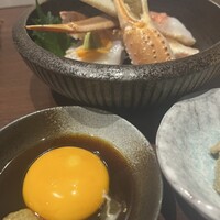 かに・ふぐ専門 蟹吉WEST なんば道頓堀 - 黄身とタレと味噌入のつけダレ かに・ふぐ専門 蟹吉WEST なんば道頓堀 - 黄身とタレと味噌入のつけダレ
