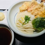 Hombateuchisanukiudontaniya - かしわ天つけうどん（大）・半熟玉子天 1,350円