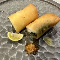 中国料理 豪華 - 真鯛と菜の花の春巻