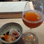 すしやのたい悟 - 奥富園の和紅茶と貝類盛り合わせ１皿目