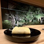 東山 緒方 - デザート　くわいパンケーキ　小豆