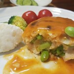 キッチン ブルー グローブ - 枝豆タップリなハンバーグ