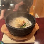 Ozashiki tempura tenmasa - 白子の天婦羅ときんめ鯛の石焼雑炊