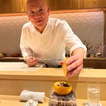 銀座 しのはら - 新春むくみの大将に蓋を絞ってもらって