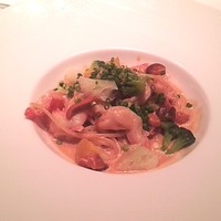 代官山ASO チェレステ 二子玉川店 - スモークした海老とウニクリームスパゲッティ（クリスマスコース）(13.12.22)