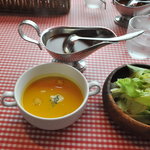 ハンバーグ専門店 IZUTSUYA - Ａセットのスープとサラダ（とソース？）