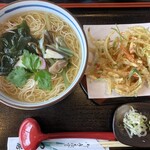 Tsururi Mbou - かき揚げ山海温麺 大盛 1,100円