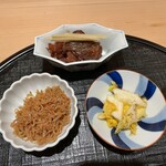 新ばし 星野 - 白ご飯のお供。それぞれたっぷりの量があります。