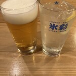 囲炉茶屋 - 生ビールとレモンサワー