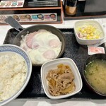 Yoshinoya - Wハムエッグ牛小鉢定食