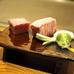 隠れ家鉄板おぶ - 佐賀牛のシャトーブリアンとサーロインの食べ比べ