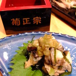 藤家 - 蒸しアワビわさび和え：400円+徳次郎：半合：420円(’13.12月)