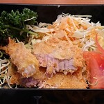 Miyoshiya - レストラン 三好弥 ＠新富町 洋食弁当の海老フライと豚ヒレカツ・サラダ
