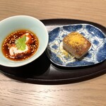 一碗水 - 大根餅からすみ ●ボラの白子の麻辣ソース仕立て