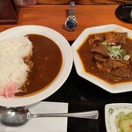 煮込み食堂 まるしば - 牛もつ味噌煮込み＆牛すじカレースペシャルセット