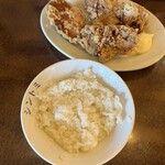 極濃湯麺シントミ - 唐揚げセット（唐揚げがでかいです！）
