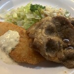 すりーえいと居酒屋 - 豚しょうが焼き・魚フライ接写