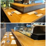 Ate Sushi Kijuurou - 立ち食い鮨スタイル。
                        コの字型カウンター席、10席ほどの
                        こじんまりとした空間のお店です♪(๑˃̵ᴗ˂̵)