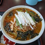 Ooshiro - 辛味噌ネギラーメン。ネギも美味しいが、たっぷりのワカメも嬉しい。