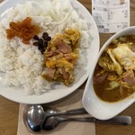 Spice and Vegetable 夢民 - ベーコンエッグ野菜（1,180円）+ 5ホット（30円）+ ライス大盛り（50円）= 1,260円也