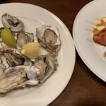 パスタと小料理morisige - 蒸し牡蠣とローストビーフ