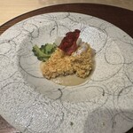 赤坂 鮨大谷 - 目鯛東寺揚げ＆ポルチーニ茸のソースに里芋、ゴウヤ