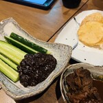 Densuke - 自家製肉味噌きゅうり　長芋天ぷら