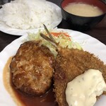 ハンバーグ＆洋食 ベア - ハンバーグとアジフライ