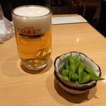 鮪小屋本店 - 生ビール、枝豆