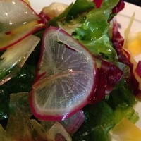 トラットリア ゴデレッチョ エビス 恵比寿 - クリスタルサラダ(下にカボチャのピューレ)