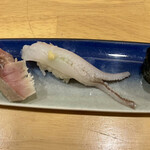 鮨や いしもん - シメサバ・ゲソ・蟹味噌 握り