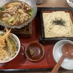 Aji No Mingei - 黒豚つけ汁そば（ミニ天丼付き）うどんに変更