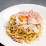 Carbonara with pancetta and Prosciutto