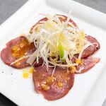 Grilled Cow tongue carpaccio