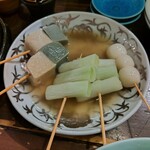 Oden semmon ten bengaraya - 生麩、白ネギ、白玉