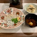 みや離宮 - 河豚のたたき　河豚皮つみれ入赤出汁　牡蠣釜飯　香の物