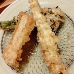 天ぷら串とまぶしめし ハゲ天 - 2回目ナス、イカ、菜の花