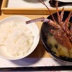 食べるお宿 浜の湯 - 伊勢海老の味噌汁とご飯