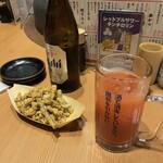 大衆酒場 ニュー曙 - カシオレとビールで乾杯。お通しが美味しい